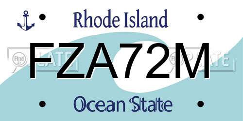 FZA72M Rhode Island License Plate