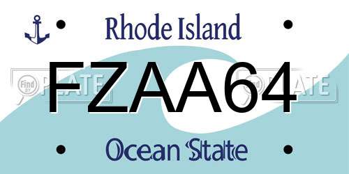 FZAA64 Rhode Island License Plate