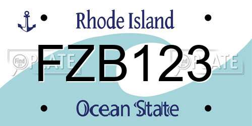 FZB123 Rhode Island License Plate