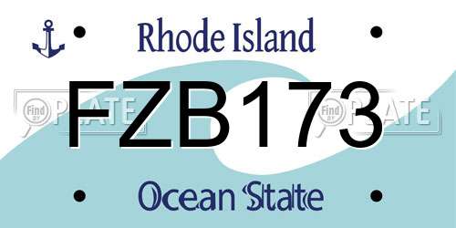 FZB173 Rhode Island License Plate