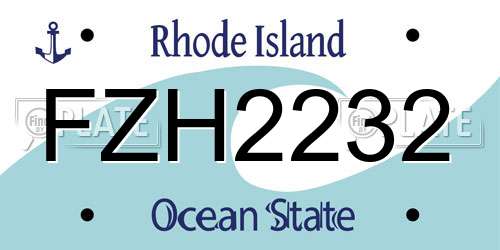 FZH2232 Rhode Island License Plate