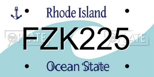 FZK225 Rhode Island License Plate