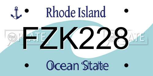 FZK228 Rhode Island License Plate
