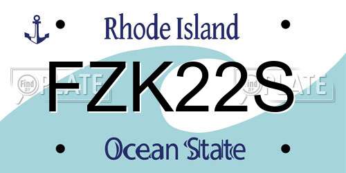 FZK22S Rhode Island License Plate