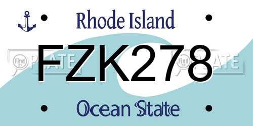 FZK278 Rhode Island License Plate