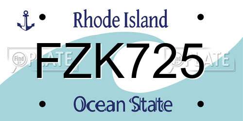 FZK725 Rhode Island License Plate