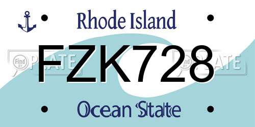 FZK728 Rhode Island License Plate