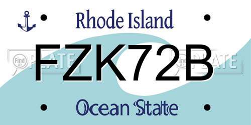 FZK72B Rhode Island License Plate