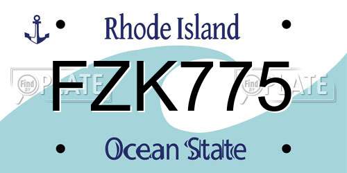 FZK775 Rhode Island License Plate