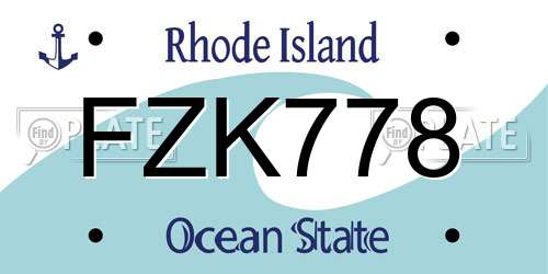 FZK778 Rhode Island License Plate