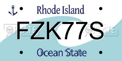 FZK77S Rhode Island License Plate