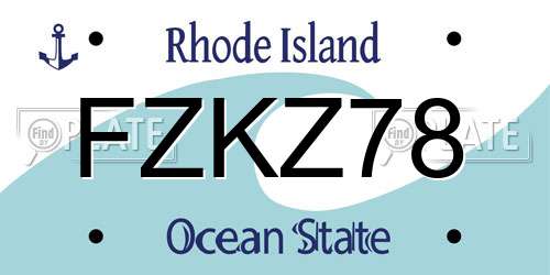 FZKZ78 Rhode Island License Plate