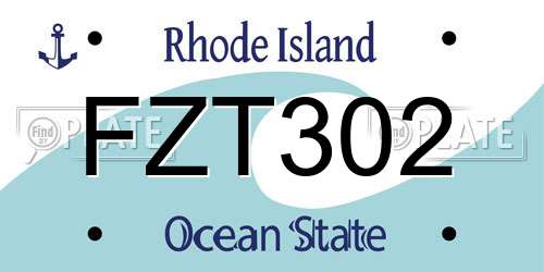 FZT302 Rhode Island License Plate