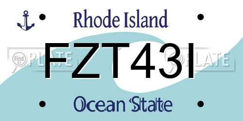 FZT43I Rhode Island License Plate