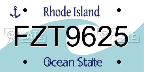 FZT9625 Rhode Island License Plate