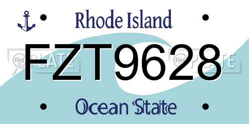 FZT9628 Rhode Island License Plate