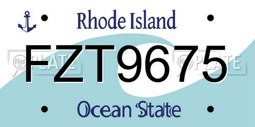 FZT9675 Rhode Island License Plate