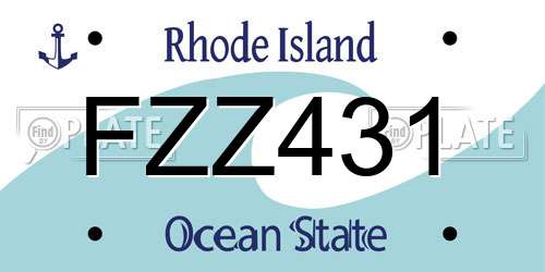 FZZ431 Rhode Island License Plate