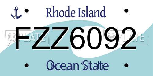 FZZ6092 Rhode Island License Plate