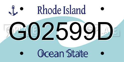 G02599D Rhode Island License Plate