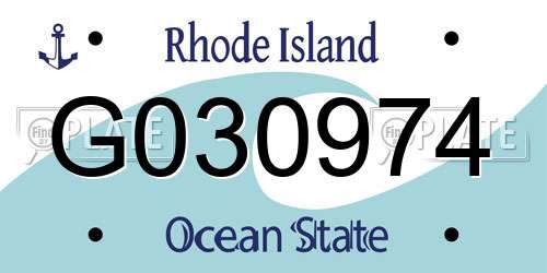 G030974 Rhode Island License Plate