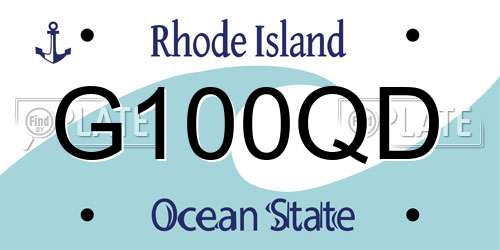 G100QD Rhode Island License Plate