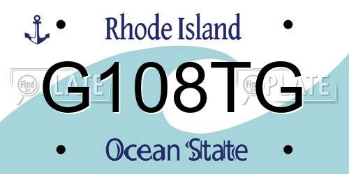 G108TG Rhode Island License Plate