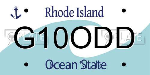 G10ODD Rhode Island License Plate