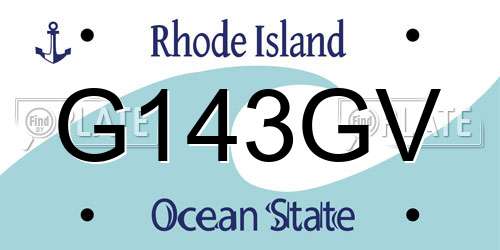G143GV Rhode Island License Plate