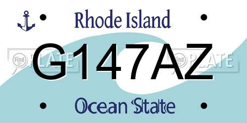 G147AZ Rhode Island License Plate