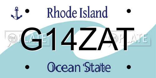 G14ZAT Rhode Island License Plate