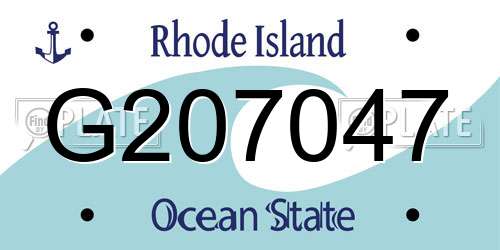 G207047 Rhode Island License Plate