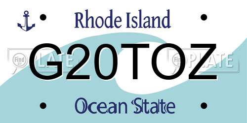 G20TOZ Rhode Island License Plate