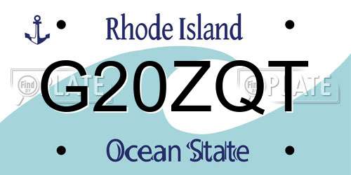 G20ZQT Rhode Island License Plate