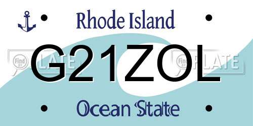 G21ZOL Rhode Island License Plate
