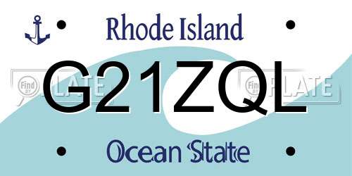 G21ZQL Rhode Island License Plate