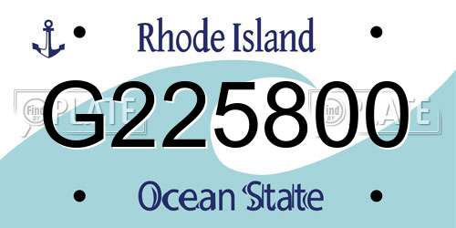 G225800 Rhode Island License Plate