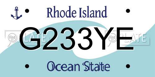 G233YE Rhode Island License Plate