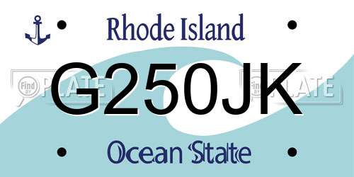 G250JK Rhode Island License Plate