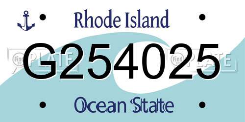 G254025 Rhode Island License Plate