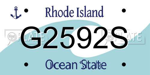 G2592S Rhode Island License Plate