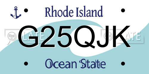 G25QJK Rhode Island License Plate