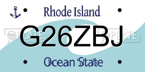 G26ZBJ Rhode Island License Plate