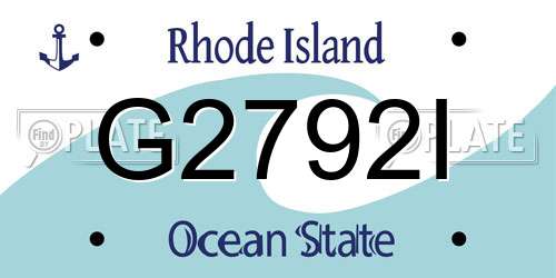 G2792I Rhode Island License Plate