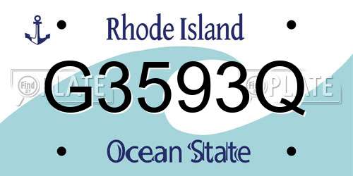 G3593Q Rhode Island License Plate