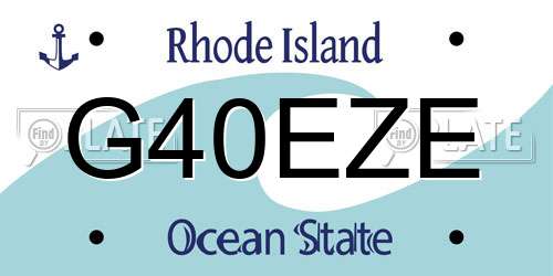 G40EZE Rhode Island License Plate