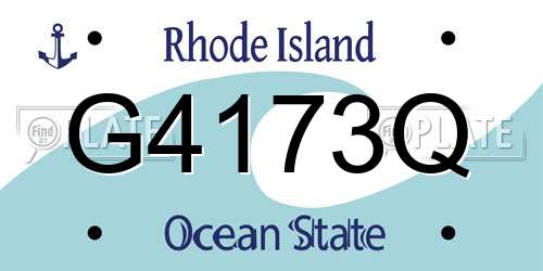 G4173Q Rhode Island License Plate