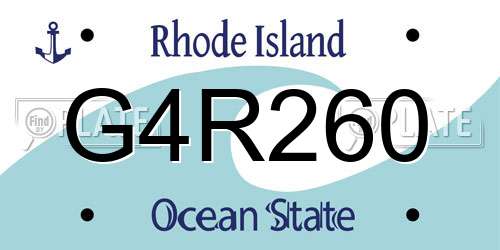 G4R260 Rhode Island License Plate