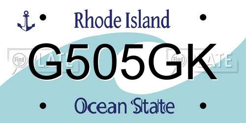 G505GK Rhode Island License Plate