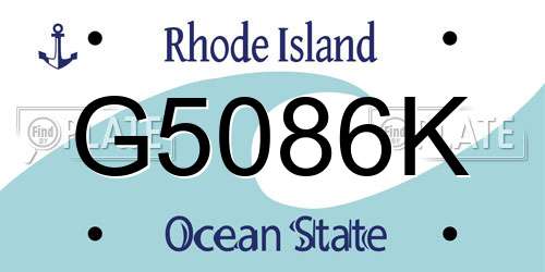 G5086K Rhode Island License Plate
